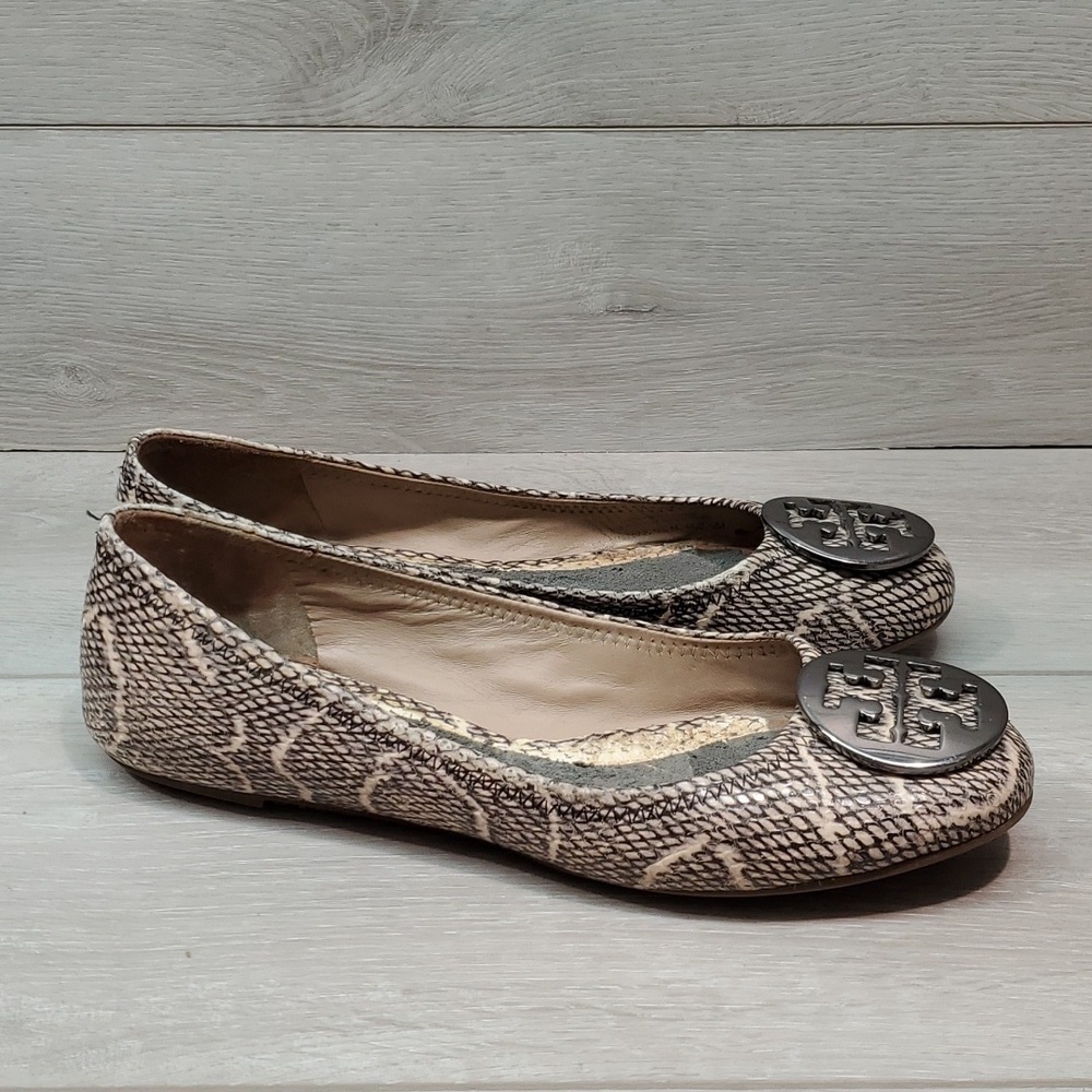 Tory Burch Womens Leather Big Logo Flats ballet shoes sz 8.5M